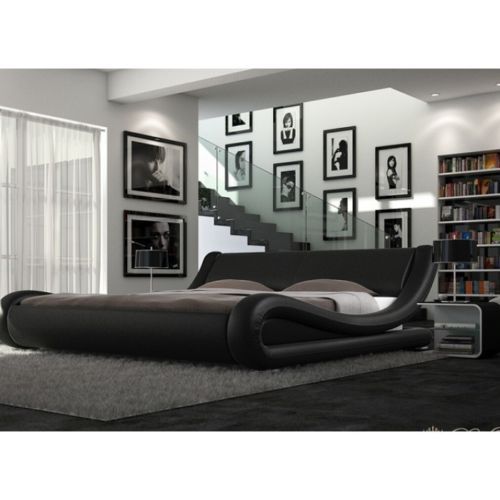 ENZO ITALIAN MODERN DESIGNER DOUBLE OR KING SIZE LEATHER BED + MEMORY