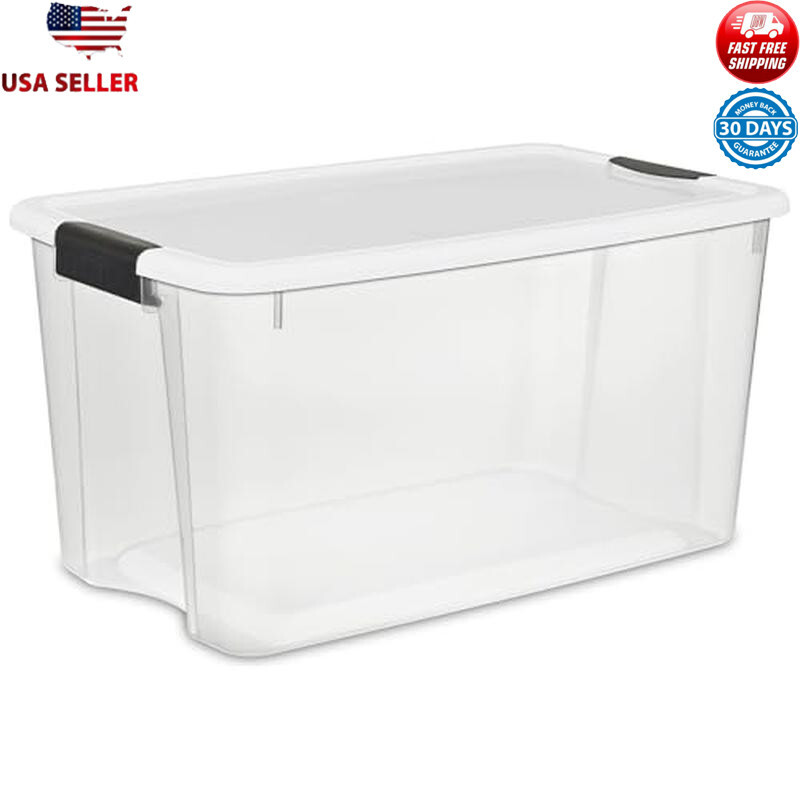 Clear Stackable 70Qt Heavy-Duty Storage Bins with Latches 4-Pack-image