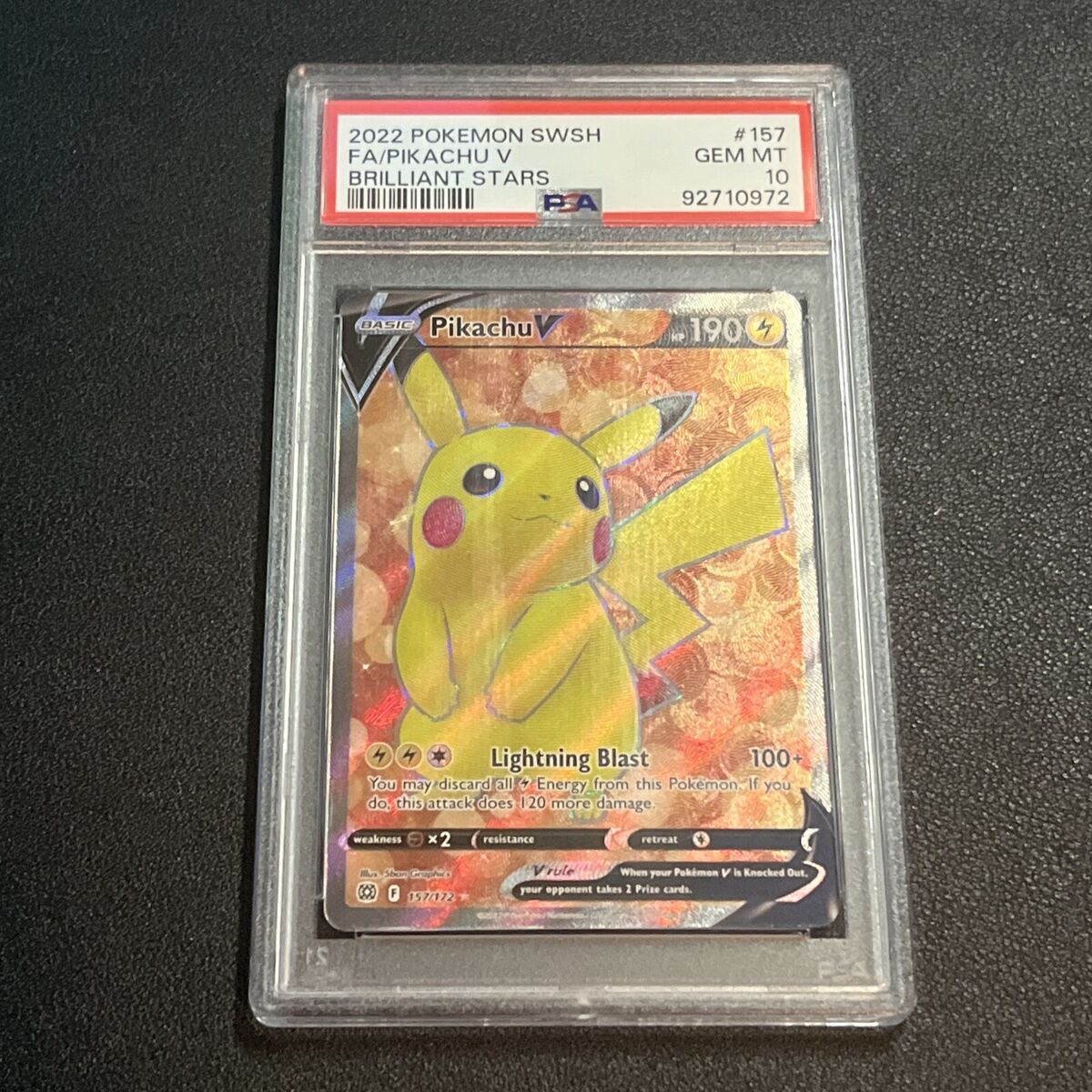 2022 PSA 10 Graded Pokemon Pikachu V Full Art 157/172 2022 PSA 10 Graded Pokemon Pikachu V Full Art 157/172