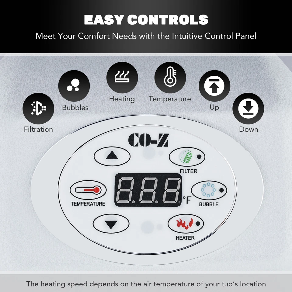 Bañera de hidromasaje inflable redonda portátil 130 chorro de aire con bomba y cubierta para 5-7 personas, azul Foto 4 de 4