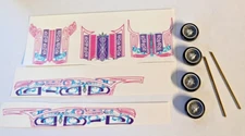 WHITE T WATER SLIDE DECALS & WHEELS FITS ON 64 CHEVY IMPALA HOT WHEELS 1/64 2EWC