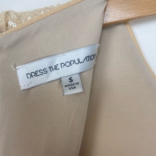 Dress the Population Lara Cream Sequin Cutout Long Sleeve Maxi Dress Gown Small - Picture 12 of 16