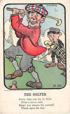 VINEGAR VALENTINE PC ~ THE GOLFER, MYER COMIC IMAGE, AUROCROME PUB ~ 1903-06