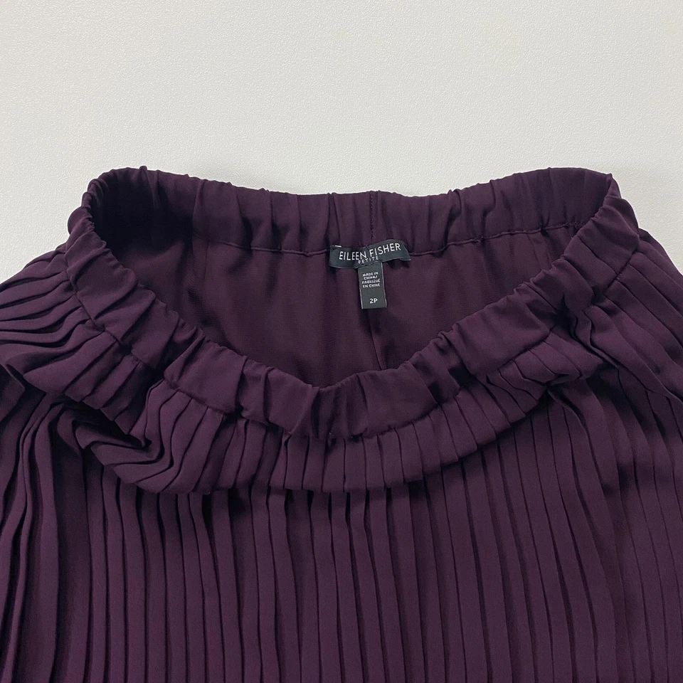 Falda midi plisada Eileen Fisher Raisonnette para mujer 2P 2 pequeña púrpura $258 ciruela Foto 3 de 4