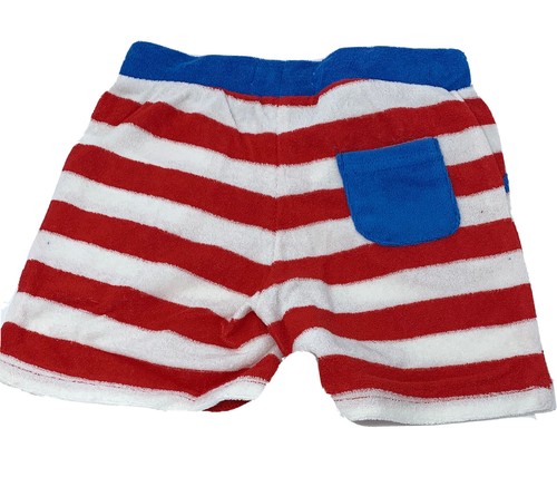 NWT Mini Boden Boy Girl 18-24 Months Red White Blue Stripe Terry Toweling Shorts - Picture 2 of 8