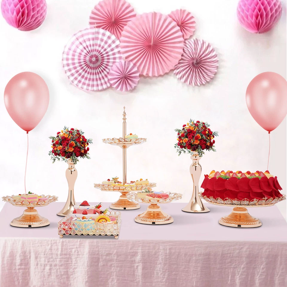 Soporte redondo para pasteles de boda soportes para cupcakes fiesta postre plato pedestal de postre Foto 3 de 4