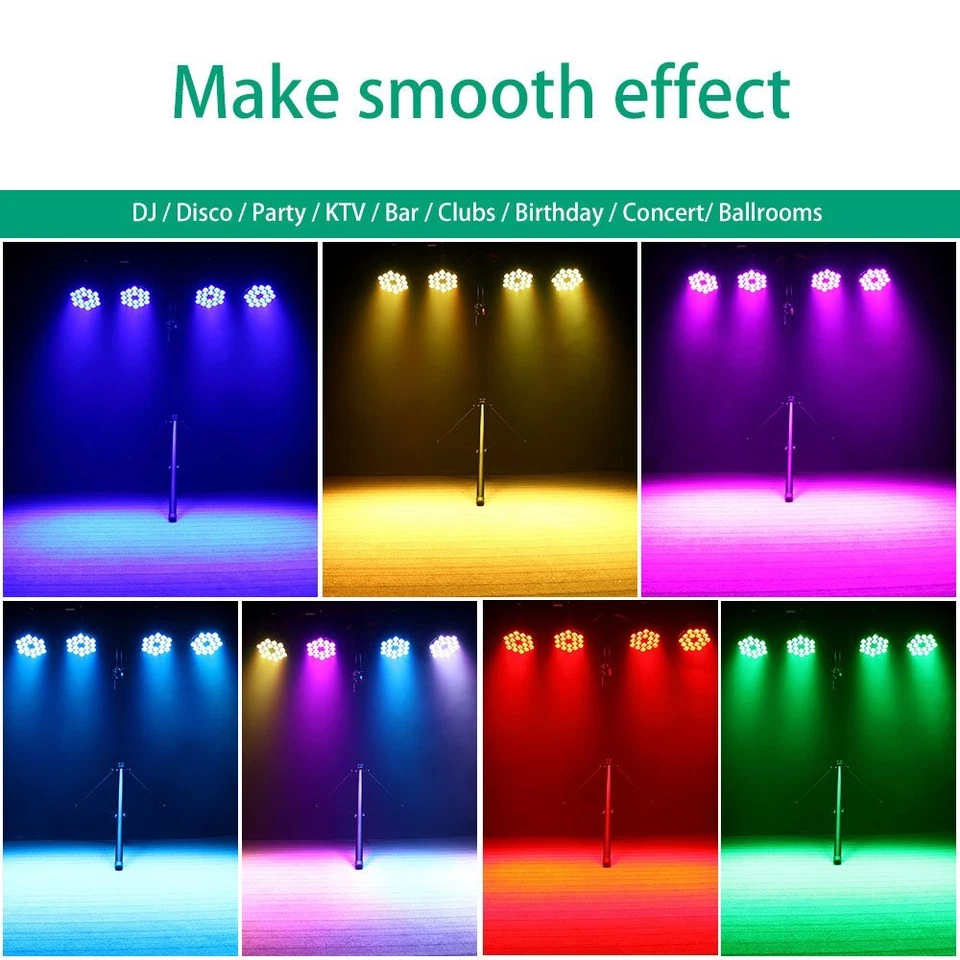 270W LED 18 Par Can Stage Light DMX RGBW Disco Show DJ Lighting Aluminum Shell - Image 4 of 4