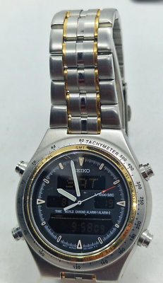 Watch Seiko H021-8001 Ana/Digi Worldtime Time Chrono Alarm