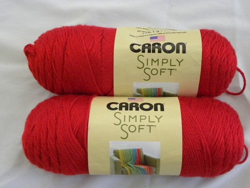 Caron Simply Soft 2 skein of 4 Medium Acrylic Yarn Solid Harvest Red 7oz