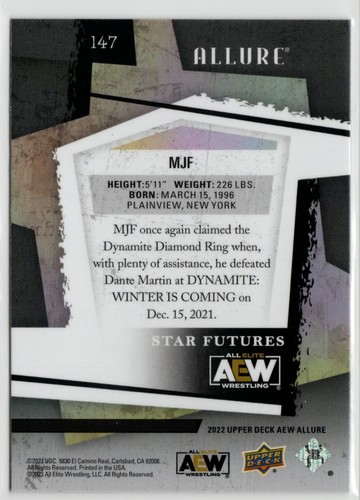 2022 Upper Deck Allure AEW #147 MJF - Picture 2 of 2