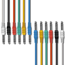 AxcessAbles 1/4 6.35mm TRS Balanced Stereo Patch Cables MultiColor 6PK 1 FT