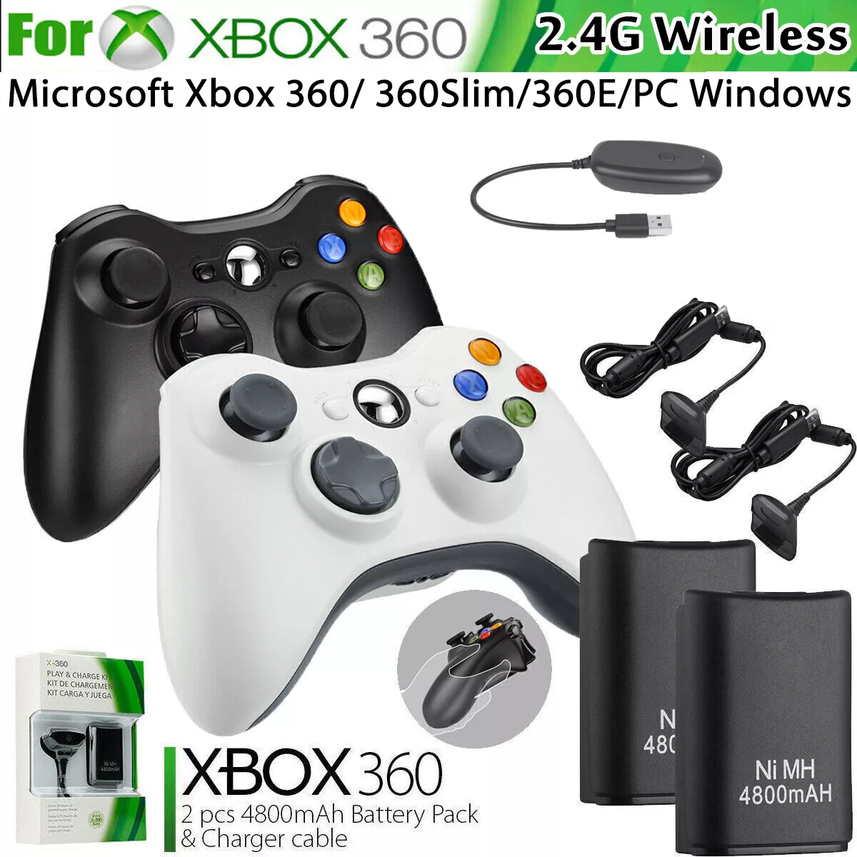 Xbox 360 Play and Charge Kit for Wireless Controller by Microsoft Color  Black 