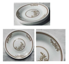 VINTAGE Corelle Bread Plates 6.75 in  ORIENTAL WOOD Brown Floral 5-Piece Set
