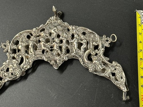 Antique Coppini Italy 800 Silver Purse Frame Repousse Cherub Putti Grapes 159g - Picture 7 of 20