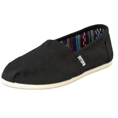 TOMS Womens Black Canvas Flats Slip On Alpargata Casual Size 8 (NO BOX)