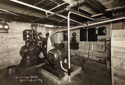 Vintage 1940s Cacoosing Dairy West Lawn PA Man in Factory Machines Photo