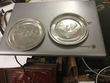 2x VINTAGE TIN TOY DISHES - KITTY CAT - PLATES