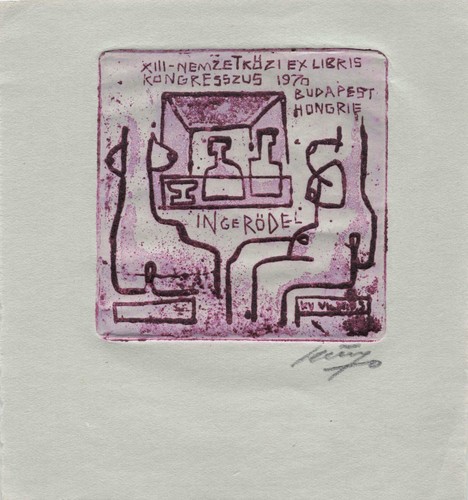 Vtg Art Ex-Libris Bookplate Y1323