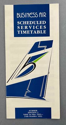 BUSINESS AIR AIRLINE TIMETABLE SUMMER 1993 EDITION 2 SAAB 340 SEAT MAP
