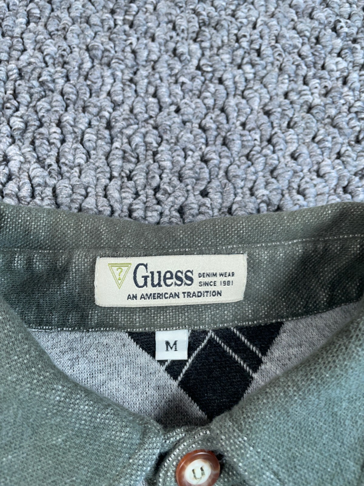 VTG 90s GUESS Argyle Pattern Collared Sweater Adu… - image 3