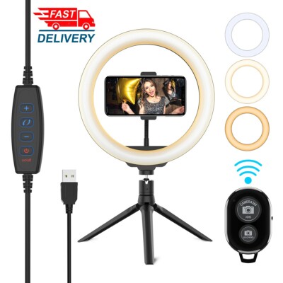 LED Ring Light Lamp Selfie Phone Holder Video Studio with Tripod for Photography