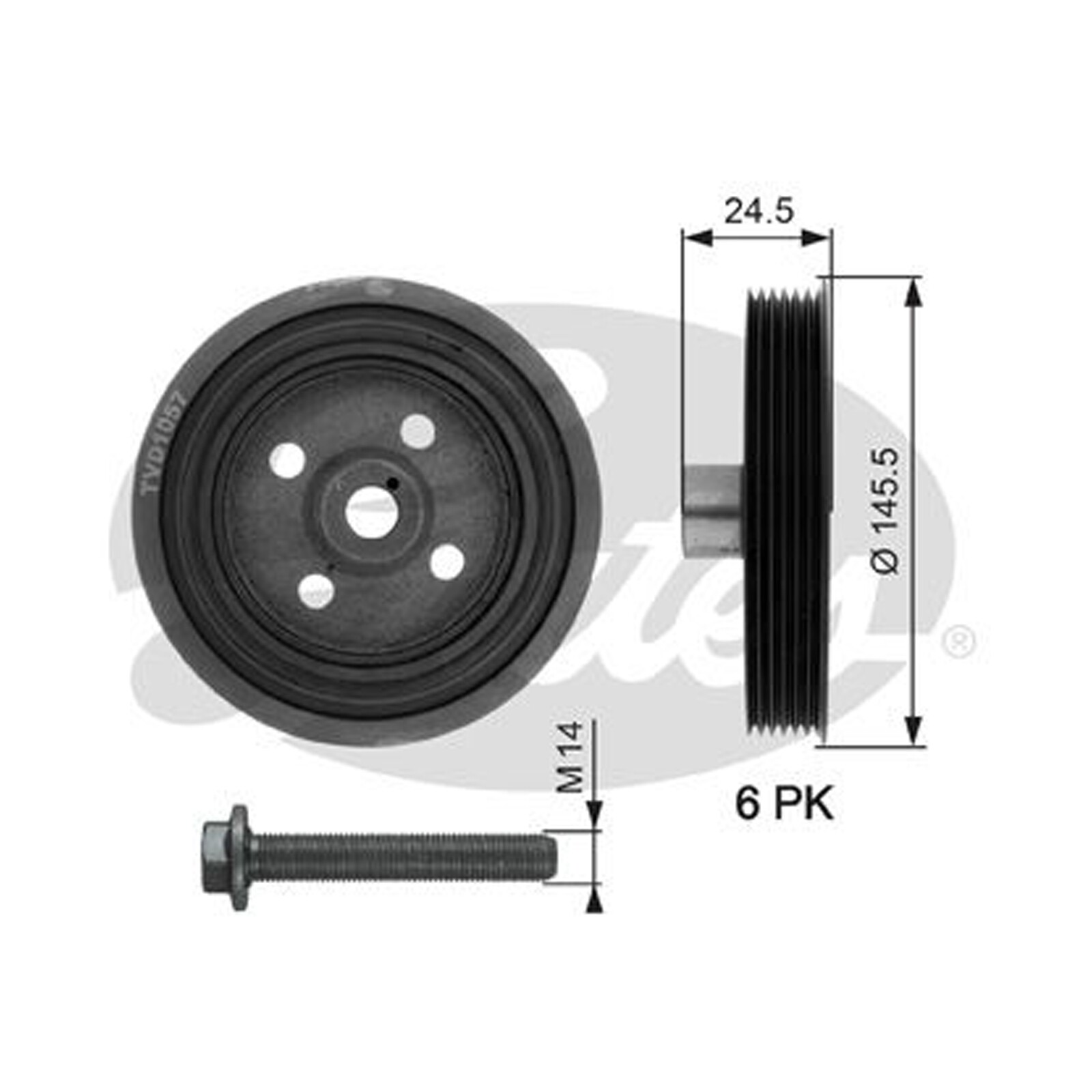 Gates Torsional Vibration Damper Kit TVD1057A - High-Quality Part For Ford