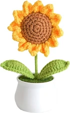Crochet Flowers Sunflower for Home Office Desk Decor, Funny Yellow 