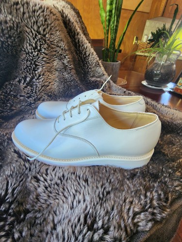 CANADA WEST Military White Plain Toe Oxford Leather Lined Shoes Sz 7.5 - 8 C - Picture 9 of 17