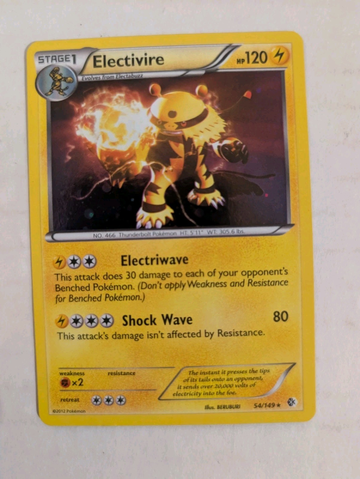 Electivire Holo Rare Boundaries Crossed 54/149 NM