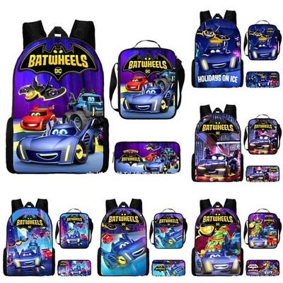 Kids Batwheels Backpack Back to School Rucksack Lunch Bag Pencil Case Bag Gift A