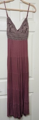 Il LA Illa Mauve Embroidered V-Neck Tie Back Jumpsuit Size Small