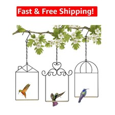 Stylish Hanging Bird Perches - Set of 3 Hummingbird Swings with Wooden Dowel