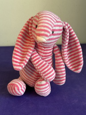 Jellycat Special Edition Bashful Bon Bon  Bunny Stripped Pink Grey Rare Retired