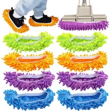 4 Pairs 8 Pieces Mop Slippers Shoes Cover Dust Purple, Green, Blue, Orange