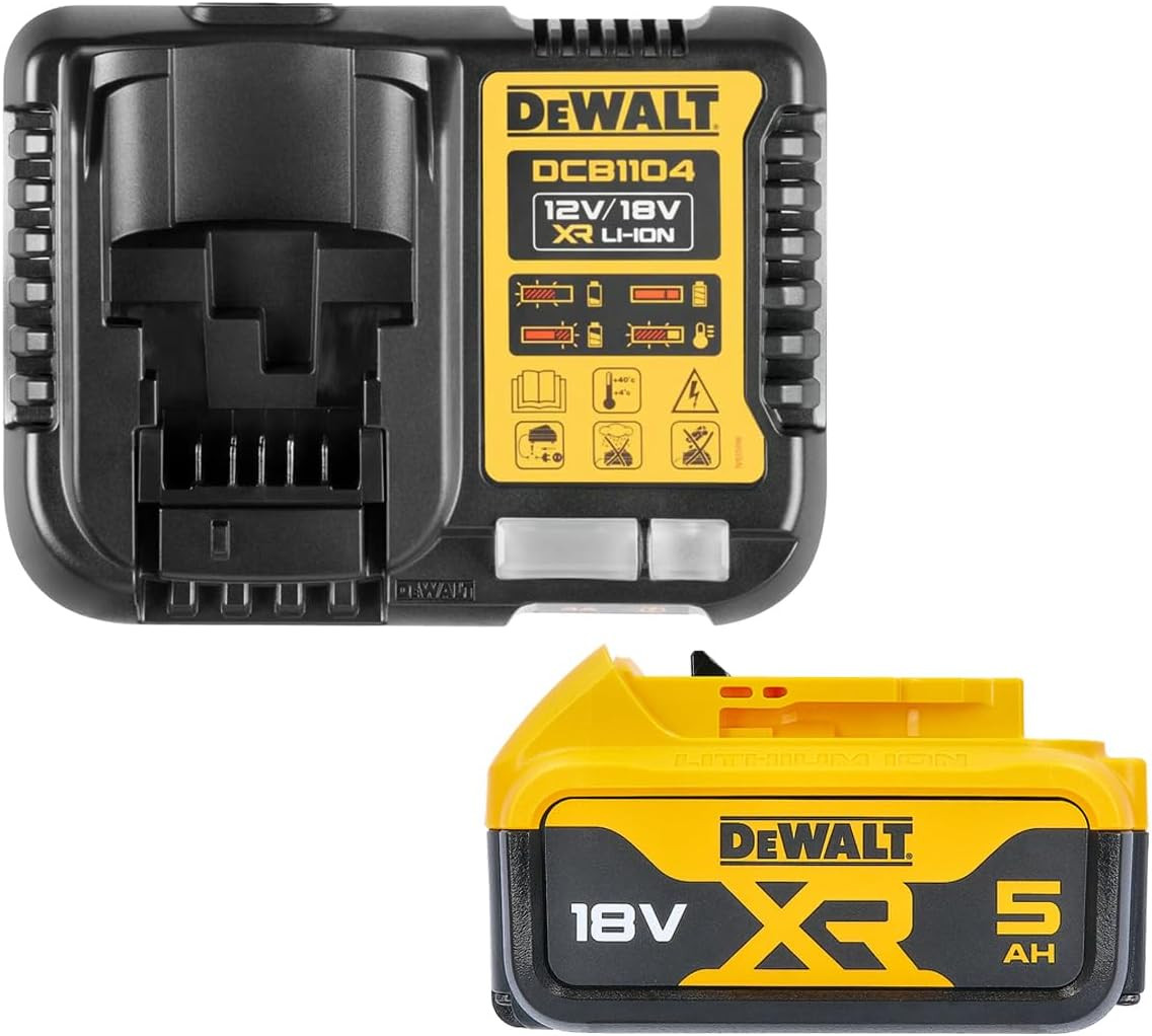 DeWalt Batteria agli ioni di litio XR da 5,0 Ah, 18 V con caricatore caricabatte