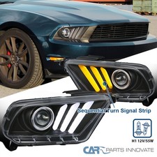 Black Fits 2010-2014 Ford Mustang Sequential Led Signal Drl Projector Headlights Black Fits 2010-2014 Ford Mustang Sequential Led Signal Drl Projector Headlights
