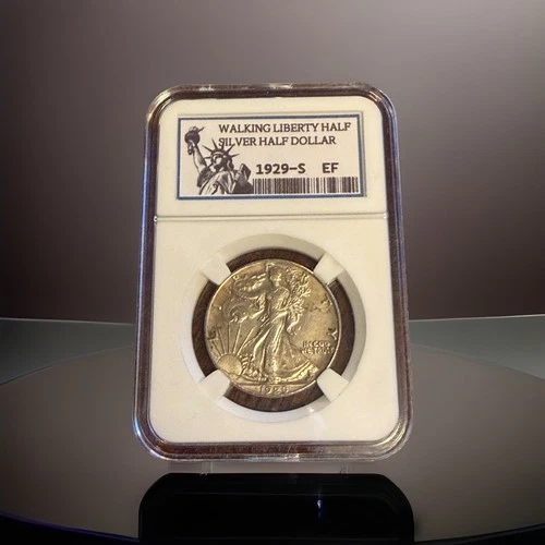 1929-S / WALKING LIBERTY SILVER HALF DOLLAR [DB-6590-005] KEEPSAKE SLAB / EF