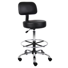 Adjustable Drafting Chair with Back, Swivel Rolling Medical Stool with Footring