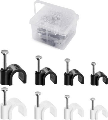 400 Pack Cable Clips with Steel Nails Kit, OD: 6Mm/7Mm/8Mm/10Mm round U Nails (B