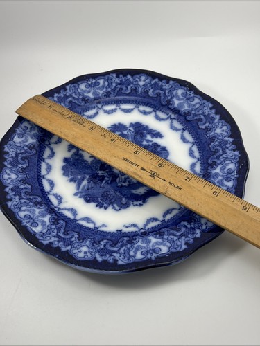Antique  Wood & Son Flow Blue Ironstone Dinner Plate 9" - Picture 9 of 9