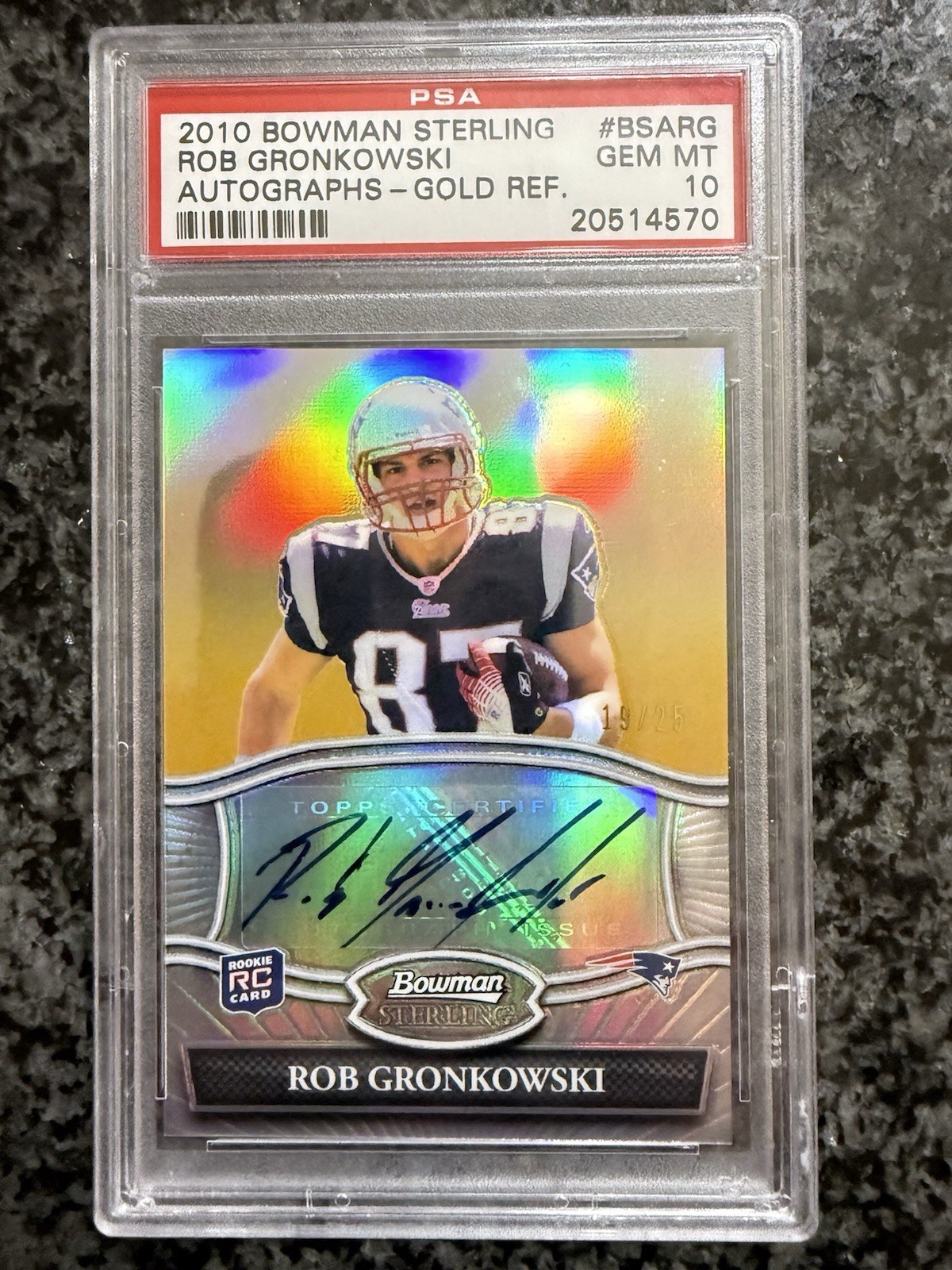 2010 Bowman Sterling Rob Gronkowski Rookie Auto PSA 10 Gold Refractor #/25 Gem