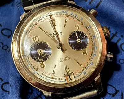 Vintage 1959 MATCH Landeron Cal.187 Chronograph - Panda Uhr - Datum, Big.Size Ätna