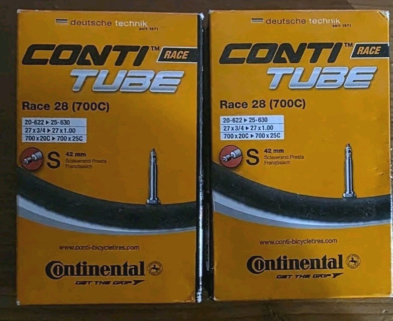 (2) Continental Race 28 Bicycle Inner Tubes 42mm Presta Valve 700 X 20/ 25c