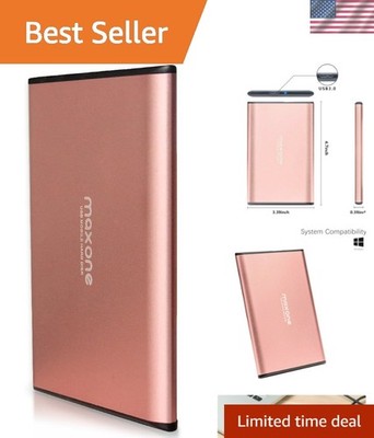500GB Sleek Portable USB 3.0 Hard Drive - Elegant Rose Pink for Fast Storage