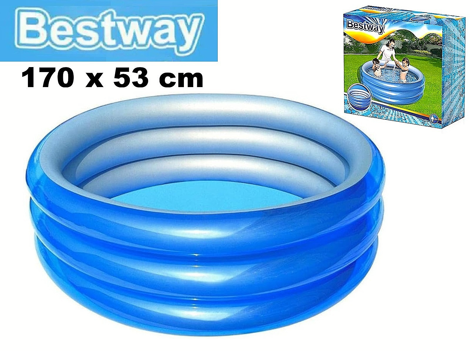 Bestway Blau/Transparent/Silber Paddling Pool Big Metallic 170 X 53 Cm (170 Cm) - Bild 2