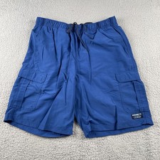 L.L.Bean Men  s Large Swim Trunks Blue Draw String Soft Mesh Lined Quick Dry EUC