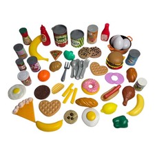 Over 50 Pc Play Food Set for Kids Pretend Kitchen Toys Lot Make Believe Plastic