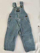 Vintage OshKosh Overalls Vestbak 3t Bibs Blue Pinstripe Made in USA Flaw