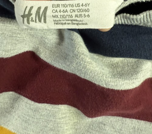 H&M Striped Multicolor Boys 4-6Y Crewneck Cotton Blend Long Sleeve Sweater - Picture 3 of 8