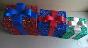 Pre-lit Colored Christmas Gift Box SET 3-pack Decorations